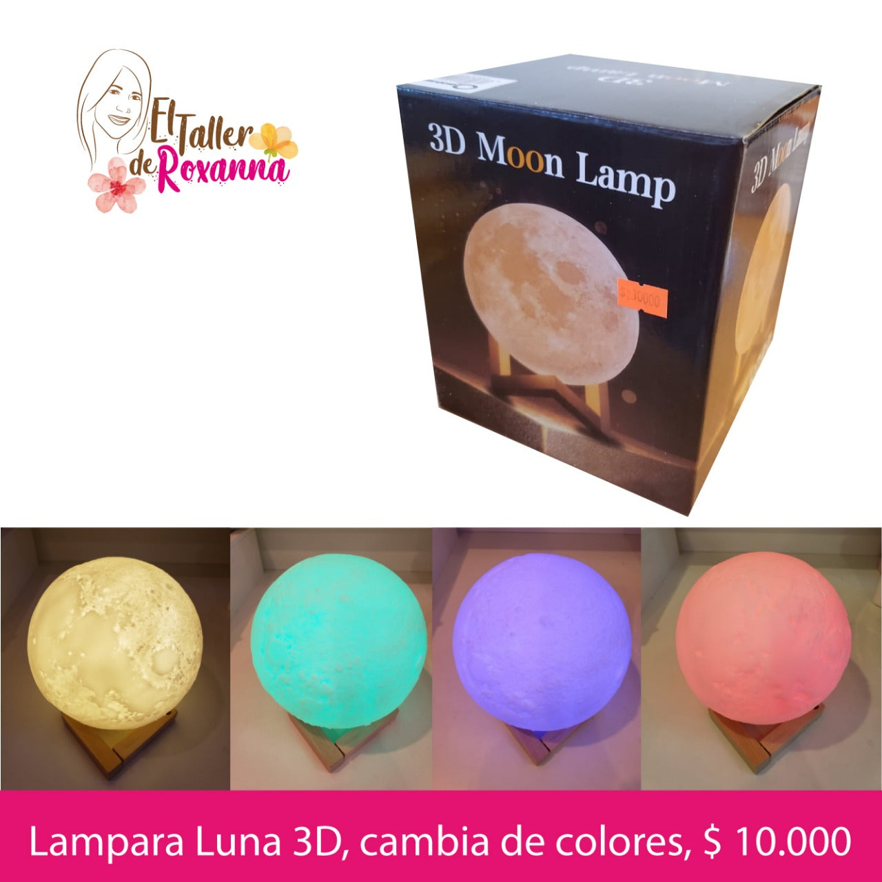 Lampara luna 3D cambia de colores